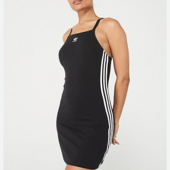 Adidas Originals Lifestyle Mini Black Dress 3 stripe, Cotton Elastane Size S - Picture 9 of 13